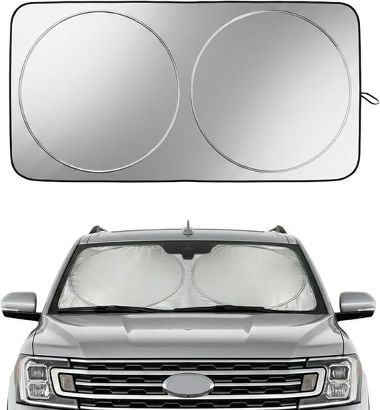 Ford Expedition Windshield Sun Shade, Custom Fit Foldable Front Window Sunshade Visor, Reflective UV and Heat Block Interior Protector, Fits 1997–2024 Models