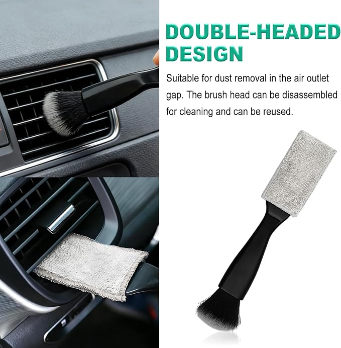 Car Detailing Cleaning Kit, 6PCS Auto Interior Cleaning Tools with Boars Hair Detail Brushes, Cleaning Gel, Double-Head Vent Brush for Car Truck SUV Interior Care