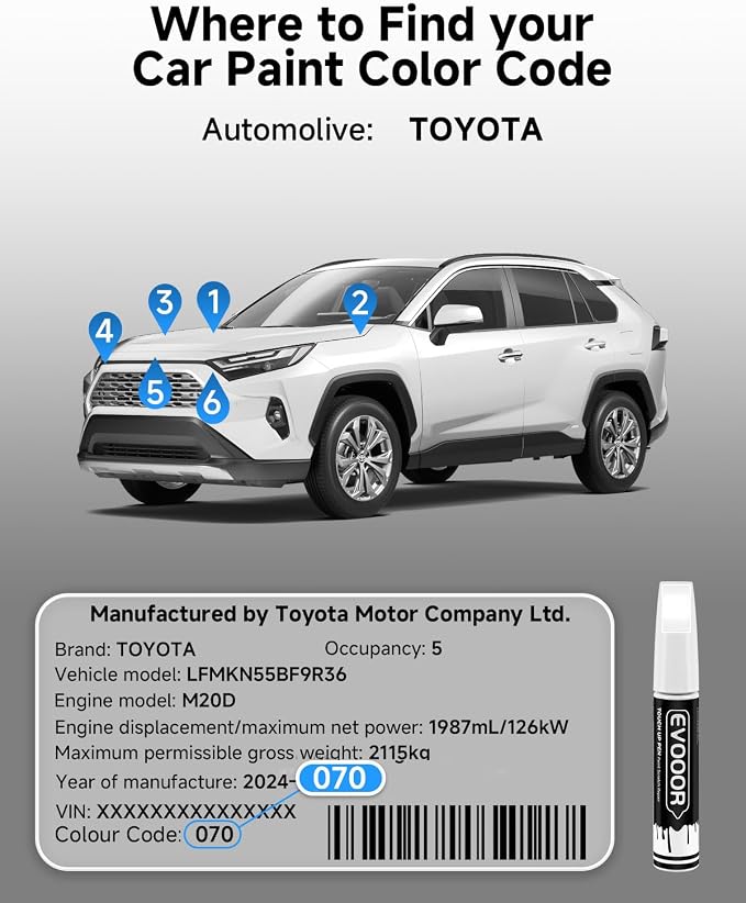 070 Blizzard Pearl Tricoat Touch Up Paint Compatible with Toyota Exact Match 2 in 1 Touch up Paint for Chips and Nicks Repair