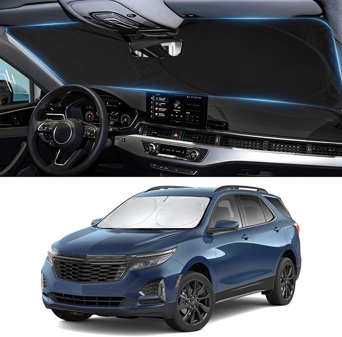 Sun Shade for Chevrolet Equinox Windshield Sunshade fit for Chevy Equinox 2018-2024 (Equinox EV Not Fit) Accessories Front Window Cover Shield Visor Protector Keep Interior Cool Blocker