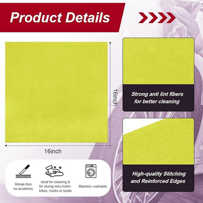 Oudain 200 Pcs Microfiber Cleaning Cloth 16x16 Inch Microfiber Towels for Car Ultra Absorbent Cleaning Rags Reusable Lint Free Streak Free Detailing Towel for Car Washing Drying Dusting (Yellow)