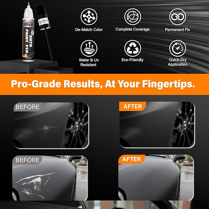 Touch Up Paint for Cars, 3-Pack - Matte Black Car Scratch Repair Pen, Color Accurate Automotive Touch Up Paint, Long-Lasting Scratch Resistance, Fast-Drying & User-Friendly, Safe & Water-Resistant for Automotive & Household Touch-Ups