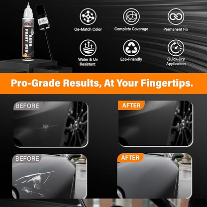 Touch Up Paint for Cars, 3-Pack - Matte Black Car Scratch Repair Pen, Color Accurate Automotive Touch Up Paint, Long-Lasting Scratch Resistance, Fast-Drying & User-Friendly, Safe & Water-Resistant for Automotive & Household Touch-Ups