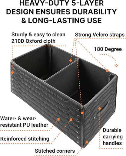 Owleys Car Trunk Organizer For Shoes - Storage Crate For SUV, Sedan Or Truck - Foldable Cargo Bin For Travel Gear & Sports Kits - Practical Holiday Gifts For Drivers (Highway 21.6 inch)