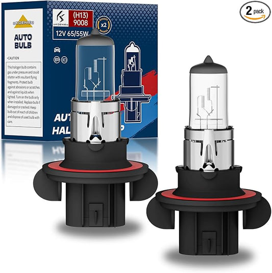 9008/H13 Halogen Car Headlight Bulbs, High and Low Beam, 3800K, 4000 Lumens,Automotive Headlight Bulbs,Low Beam Lights,High Beam, H13 Car Light Bulb, Pack of 2