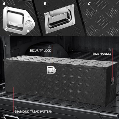 DNA MOTORING Truck Tool Box Lockable Storage Box, Truck Bed Tool Box Truck Bed Organizer Aluminum Truck Tool Boxes for Bed of Truck, w/Lock & Keys, 47"L X 15" W X 15" H Black, TBOX-T5-001-BK
