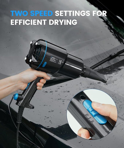 Air Cannon Car Dryer Blower -1300W Filtered Car Blower for Drying, 22000FPM / 90CFM Air Dryers, Blowers & Blades for Car Detailing, Washing, Cord 5M/16.4Ft Blower for Boat RV Motorcycle