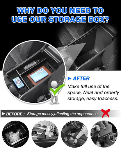Autorder Center Console Organizer for 2023-2026 Honda HRV Accessories - Armrest Storage Box Secondary Insert Tray with Black&Red Mats