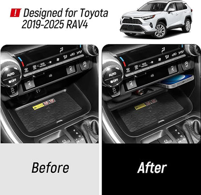 3PCS Center Console Organizer Compatible with Toyota 2019-2025 RAV4 Hybrid, Prime (PHEV) Accessories ABS Plastic & Silicone Material Center Console Liner Tray