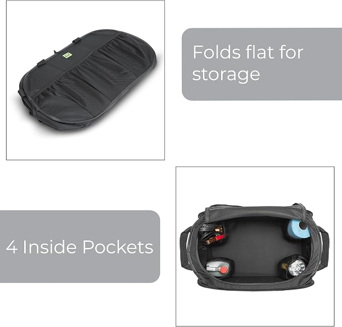 Smart Design Pop Up Trunk Organizer w/ Easy Carry Handles, Side Pockets, & Zipper Top - 23 Inch - Durable Fabric Collapsible Design - Home Organization (Holds 50 lbs.) [Black]