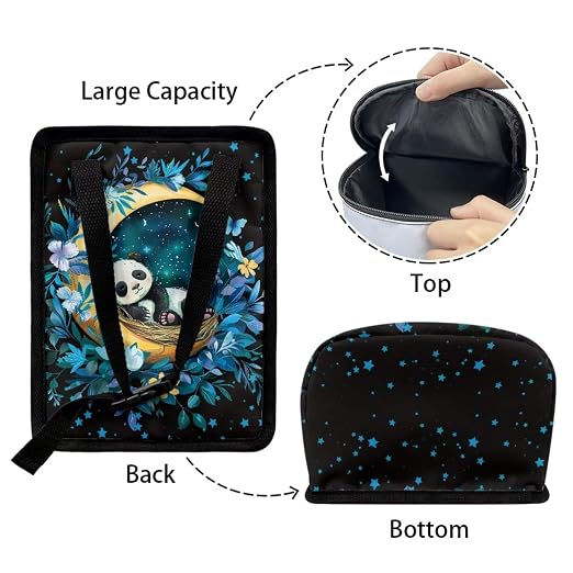 BIGCARJOB Moon Panda Car Trash Bags Hanging Automotive Car Garbage Bin with Adjustable Straps Reusable Auto Trash Bin Garbage Bags for Front Seat Multipurpose