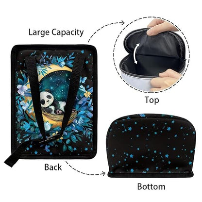BIGCARJOB Moon Panda Car Trash Bags Hanging Automotive Car Garbage Bin with Adjustable Straps Reusable Auto Trash Bin Garbage Bags for Front Seat Multipurpose