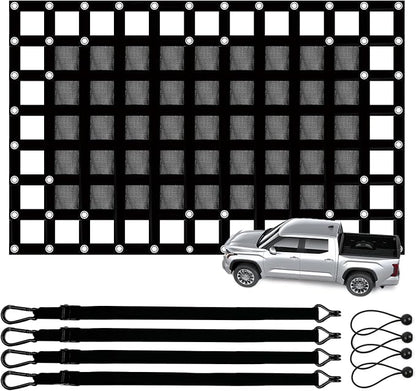 Tailgate Cargo Net,3' x 4.6'，Heavy Duty Cargo Net for Pickup Truck Bed,SUV, Cargo Nets with Cam Buckles & Elastic Ropes