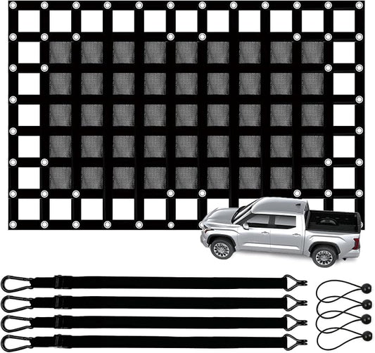 Tailgate Cargo Net,3' x 4.6'，Heavy Duty Cargo Net for Pickup Truck Bed,SUV, Cargo Nets with Cam Buckles & Elastic Ropes