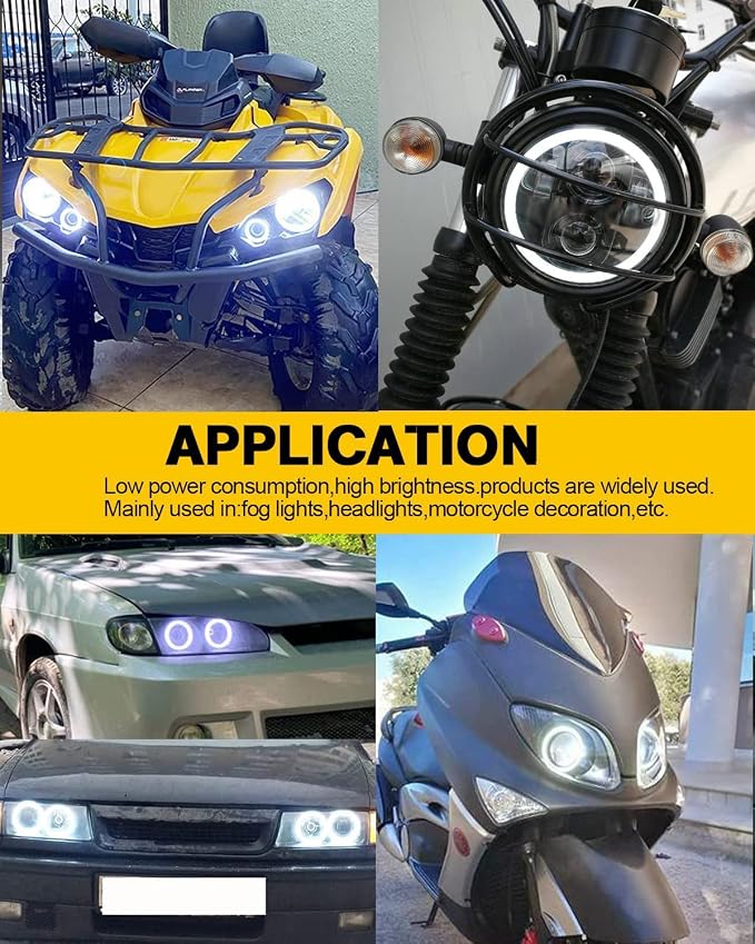 Qasim 1-Pair White 120MM 93SMD COB LED Halo Ring Angel Eyes DRL Led Fog light Warning Light with lampshade Cover 12V 24V