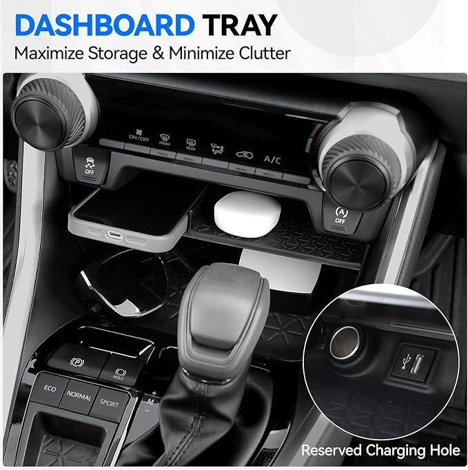 ELECFRESH 6PCS Center Console Organizer Tray for 2025 2024-2019 Toyota RAV4 Accessories, Armrest Storage Box, Driver Storage Drawer, Passenger Storage Mat Console Cup Holder Inserts for Toyota RAV4