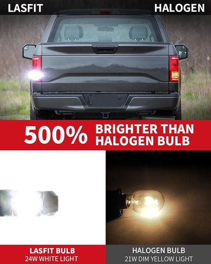 LASFIT T3 3157 LED Bulb for Reverse lights Built In Resistor Canbus Ready 4114 3156 3057 4157 4057 3457 LED White Bulb for Backup Tail Parking Brake Daytime Running Light Side Marker Turn Signal(2pcs)