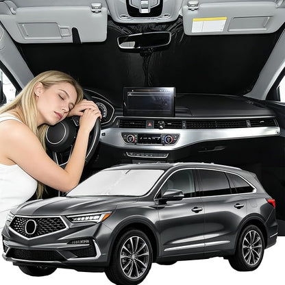 Windshield Sun Shade for Acura MDX 2021-2024 2025 2026 Car Windshield SunShade Upgrade 4 Layers Custom Fit MDX Window Shade Car Front Windshield Sun Visor 260T Blocks UV Rays Keep Cool Car Accessories