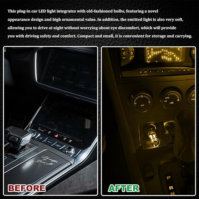 USB LED Car Interior Atmosphere Light, Car USB Night Light, Plug-in Auto Ambient Lighting Retro Lamps, Touch Adjustment LED Automotive Night Lamp Auto Accessories for bedrooms Camping (Warm)