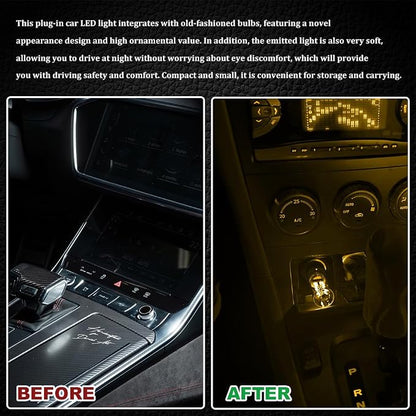 USB LED Car Interior Atmosphere Light, Car USB Night Light, Plug-in Auto Ambient Lighting Retro Lamps, Touch Adjustment LED Automotive Night Lamp Auto Accessories for bedrooms Camping (Warm)