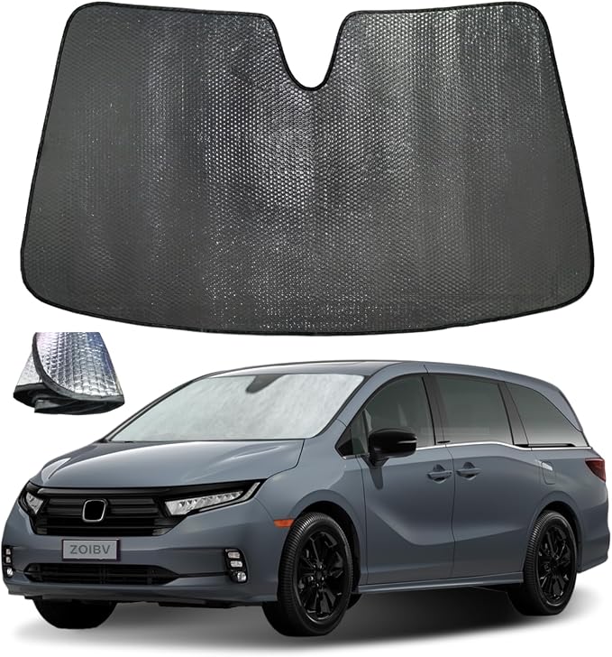 Car Windshield Sun Shade for Honda Odyssey 2018-2024 2025 2026 Front Window Sunshade Sun Visor Protection Cover Accessories -5-Layer Bubble Foldable Thicken Blocks Heat & UV Rays