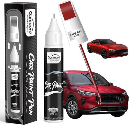 Rapid Red(D4) for Ford Touch Up Paint Pen, 2 in 1 Car Scratch Remover with Pen Tip and Brush, Precise Color Match for Car Paint Scratch Repair, Quickly and Easily Fix Chips and Nicks
