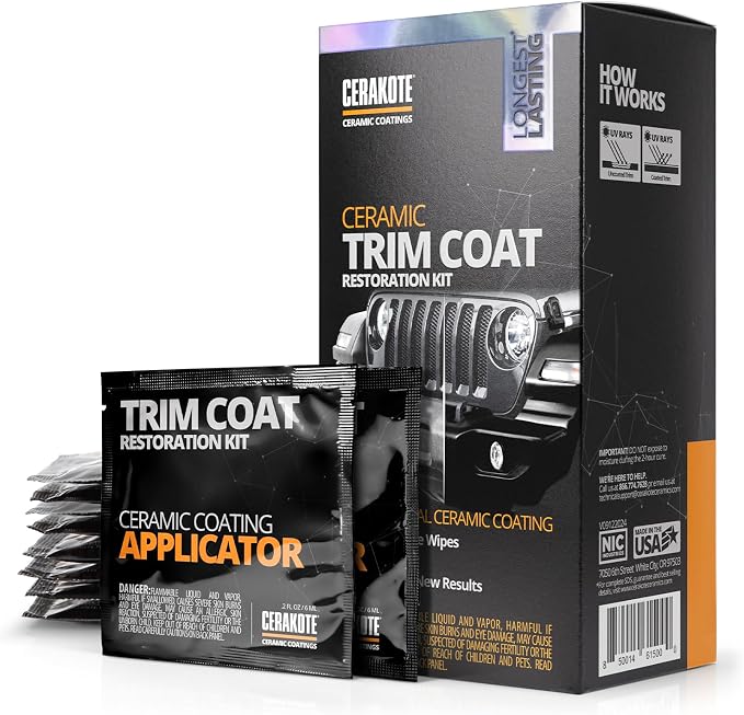 CERAKOTE® Ceramic Trim Coat Kit - Quick Plastic Trim Restorer - Ceramic Coating Guaranteed Restoration to Last Over 200 Washes – A Ceramic Coating, Not a Dressing | Quick Plastic Trim Restorer, Guaranteed Restoration Over 200 Washes, Ceramic Coating No...