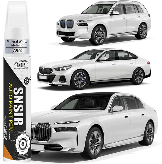 Car Touch up Paint(A96 Mineral White Metallic) Compatible with BMW | Automotive Paint Pen for BMW 2/3/4/5/7/8/X1/X2/X3/X4/X5/X6/X7/XM/i4/i5/i7, Car Paint Pen Scratch Repair