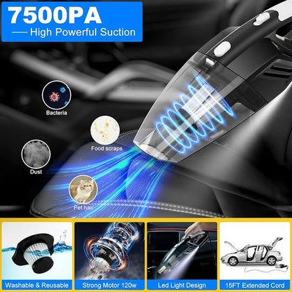 20Pcs Car Cleaning Wash Kit Interior Detailing Cleaner Kit with High Power Handheld Vacuum, Brush Set, Windshield Tool, Duster, Towels, Complete Car Care Tools, Blue