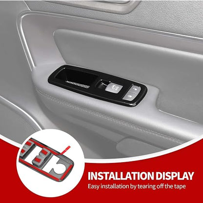 JeCar Window Lift Switch Button Trim Cover Kit Fit for Jeep Grand Cherokee 2011-2020 & Cherokee 2014-2020, Glossy Black