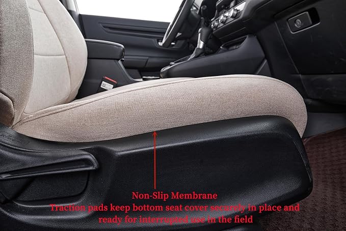 coverdream Custom Front Seat Covers Compatible with Select Toyota Tacoma Double Cab 2016 2017 2018 2019 2020 2021 2022 2023 Models (Beige,Full Set)