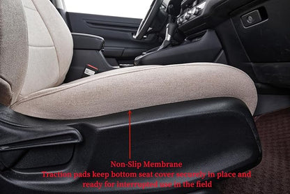 coverdream Custom Front Seat Covers Compatible with Select Toyota Tacoma Double Cab 2016 2017 2018 2019 2020 2021 2022 2023 Models (Beige,Full Set)