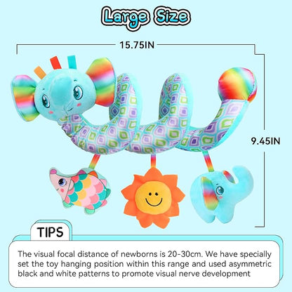 Spiral Car Seat Toys for Babies, 0-6 Months Infant Carseat Sensory Toys Hanging Stroller Accessories Newborn for Baby Boys Girls Essentials Stuff