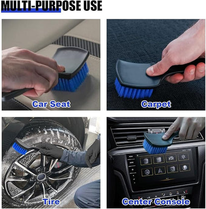 smilfuy 8.3×2.5 Inch Carpet Cleaning Brush, Scrub Brush for Floor Mats, Car Wheel Hub Cleaning Brush for Car Interior and Home, Car Wash Brush Automotive Tire Brush with Soft Bristle Short Handle