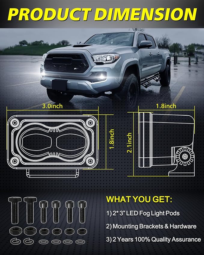 3 Inch SAE LED Fog Lights 40W DOT Approved Mini LED Light Pods Street Legal Cut-Off Low Beam Small Offroad Lights Fog Pods Lights 2 Packs for Trucks Pickup Motorcycle Dirt Bike SUV UTV ATV