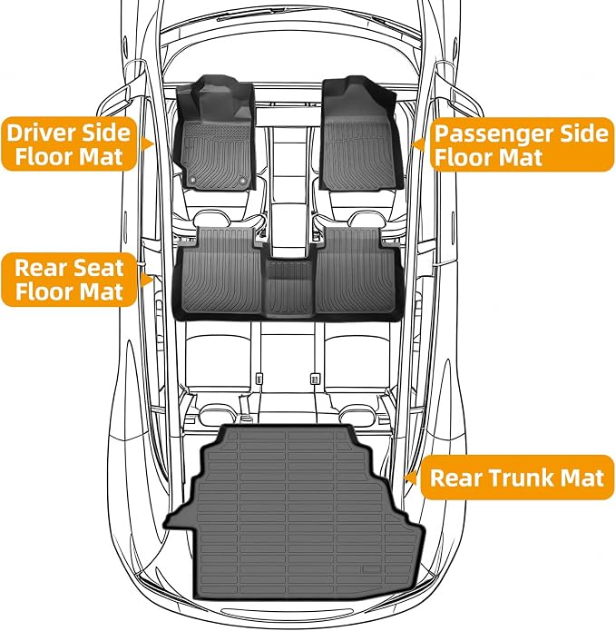 Floor Mats for Toyota Camry 2007-2011(ONLY Gas), NOT for Hybrid, Custom Fit Camry CE XLE SE LE Floor Mats, Front Rear Mats & Cargo Liner, TPE Anti-Slip Waterproof Duty Car Accessor