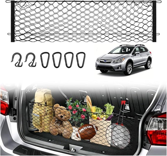 Karltys Cargo Net for Subaru Crosstrek 2014-2018 Trunk Net | Envelope Style Elastic Mesh Net | Heavy Duty Metal Hooks | Toyota 4 Runner Accessories