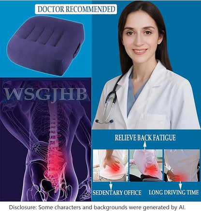 WSGJHB Large Seat Cushion, Extra Thick Booster Seat Cushions for Office Chairs Long Sitting Office Workers, Car Drivers, Relieves Back Pain, Breathable, Anti-Slip, 18x18x4.7 inchs, Blue