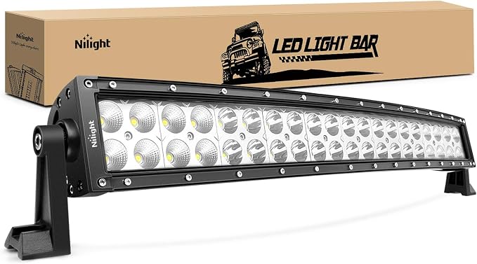 Nilight - 70015C-A LED Light Bar 22Inch 120W Curved Spot Flood Combo LED Driving Lamp Off Road Lights LED Work Light for Trucks Boat Jeep Lamp,2 Years Warranty