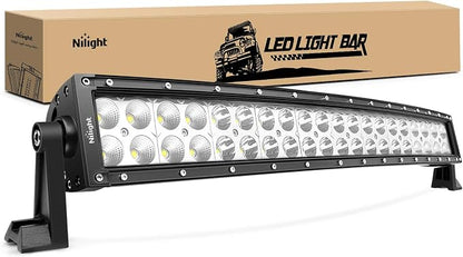Nilight - 70015C-A LED Light Bar 22Inch 120W Curved Spot Flood Combo LED Driving Lamp Off Road Lights LED Work Light for Trucks Boat Jeep Lamp,2 Years Warranty
