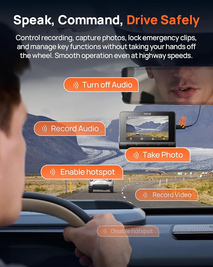 70mai 4K Dash Cam Front and Rear, 4K+1080P Dual STARVIS 2 Car Dash Camera for Cars, 4G LTE Remote Access, AI Motion Detection, WiFi 6, 5 GPS, 24H Parking Mode, HDR Night Vision, Voice Control, ADAS