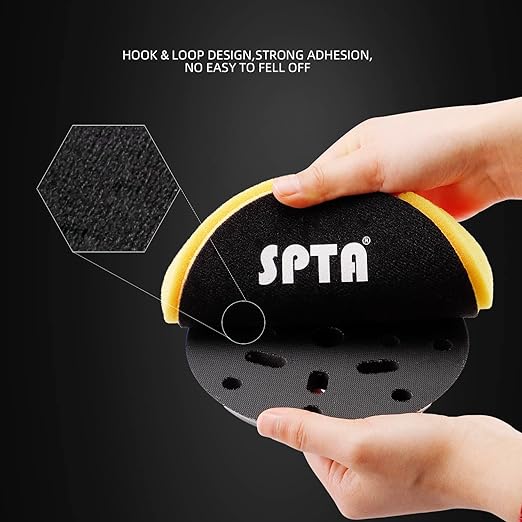 Yellow T80 High-Cut Foam Polishing Pads, SPTA 3Pcs 6.5 Inch Face for 6 Inch 150mm Backing Plate Compound Buffing Sponge Pads for Car Buffer Polisher Compounding, Polishing and Waxing -X00224Y6B3