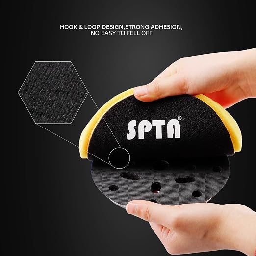 Yellow T80 High-Cut Foam Polishing Pad, SPTA 1Pc 5.5 Inch Face for 5 Inch 125mm Backing Plate Compound Buffing Sponge Pads for Car Buffer Polisher Compounding, Polishing and Waxing -FPTSS5Y