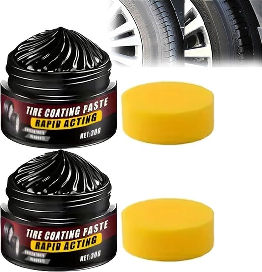 Premium Tire Coating & Trim Restorer, Bring Back the Original Deep Black Shine to Rubber and Plastic,Ceramic Tire Coating, Tir𝐞 Coatin𝐠 Paste, Blocks UV (2pc)