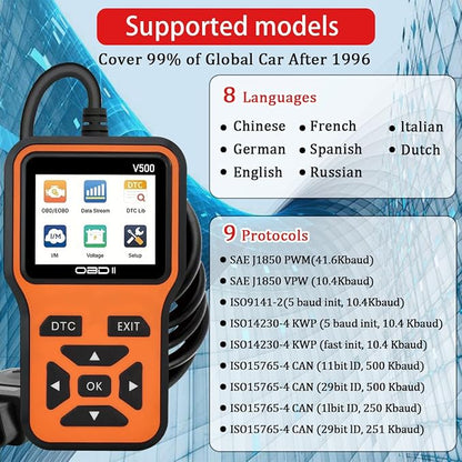 OBD2 Scanner Diagnostic Tool - Check Engine Light Code Scanner Tool with Reset, DTC, Data Stream, I/M Readiness, Car & Truck Scan Tool for All Vehicles Since 1996, escaner automotriz
