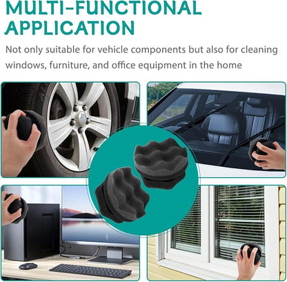 2 PCS Tire Shine Applicator Pad,Hex Grip Tire Dressing Applicator Polishing Sponges Pads,Reusable Tire Shine Sponge Wave,Tire Shine Brush,Car Detailing Sponge for Auto Polishing Cleaning Waxing