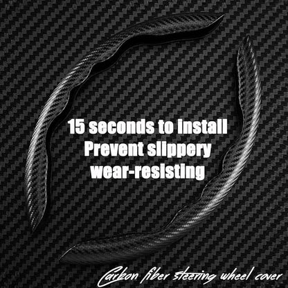 WOCOCN 2pcs Car Steering Wheel Cover,Anti-Skid Carbon Fiber Steering Wheel Protector for Men Women,Multiple Color Options,Universal for Most Car Interiors Accessories (Black)