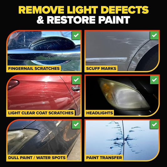 Carfidant Scratch and Swirl Remover - Car Scratch Remover for Vehicles Paint - Polishing Compound for Cars - Universal Repair Car Paint - 8.4 fl. Oz with Buffer Pad