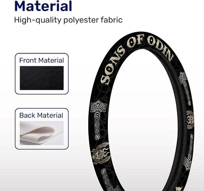 GENANY Viking Steering Wheel Cover, Non Slip Polyester Car Wheel Protector for Car SUV Truck, Universal 15 Inch