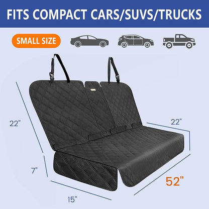 ALLANSING Back Seat Cover for Compact Cars and SUVs Rear Split Bench - 900D Oxford Waterproof Non-Slip Car Seat Protector for Messy Kids & Drooling Dogs, Easy Clean(Black)